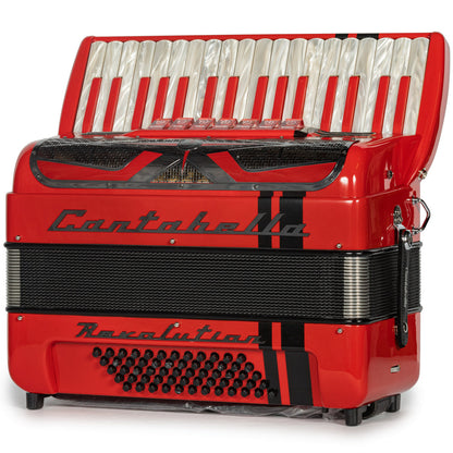 Cantabella Revolution Piano Accordion 7 Switch Red with White Hermes Music Accordion Pro Shop
