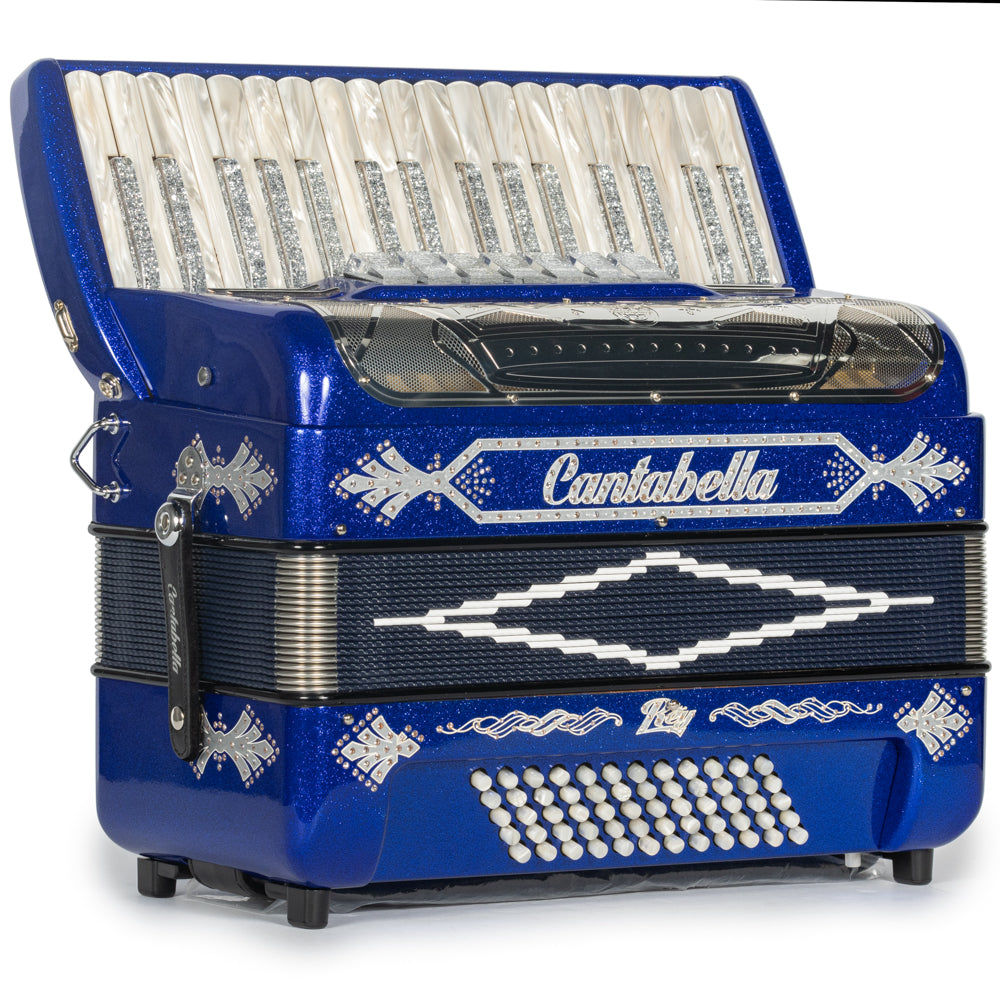 Cantabella Rey Piano Accordion 7 Switch Blue with Silver Hermes Music Accordion Pro Shop