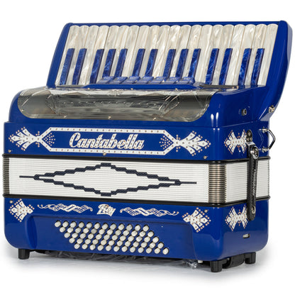 Cantabella Rey Piano Accordion 7 Switch Blue with White Hermes Music Accordion Pro Shop