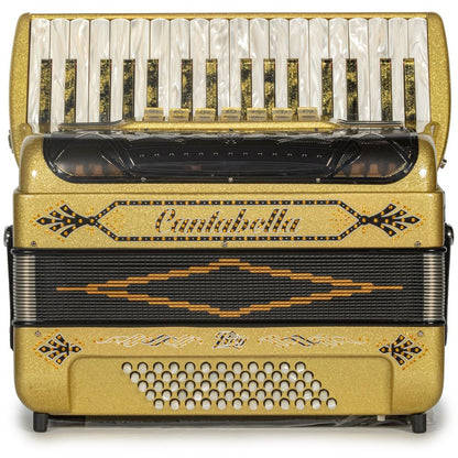 Cantabella Rey Piano Accordion 7 Switch Gold Glitter with Black