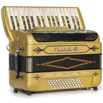 Cantabella Rey Piano Accordion 7 Switch Gold Glitter with Black