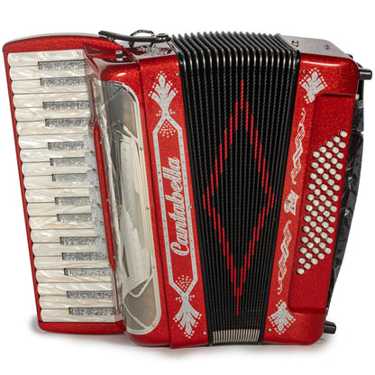 Cantabella Rey Piano Accordion 7 Switch Red Glitter with Silver Hermes Music Accordion Pro Shop