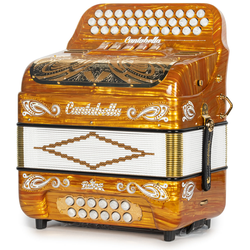 Cantabella Reina Acordeón 5 Registros Mi Madera Oro Diapasón Pintado