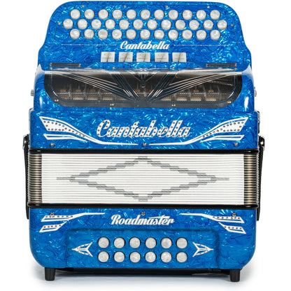 Cantabella Roadmaster Acordeón 5 Registros Mi Ondas Azules con Diapasón Pintado y Fuelles Blanco