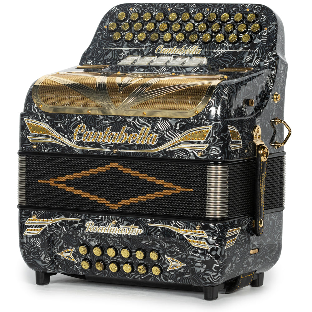Cantabella Roadmaster Acordeón 5 Registros Fa Ondas Gris con Oro y Diapasón Pintado
