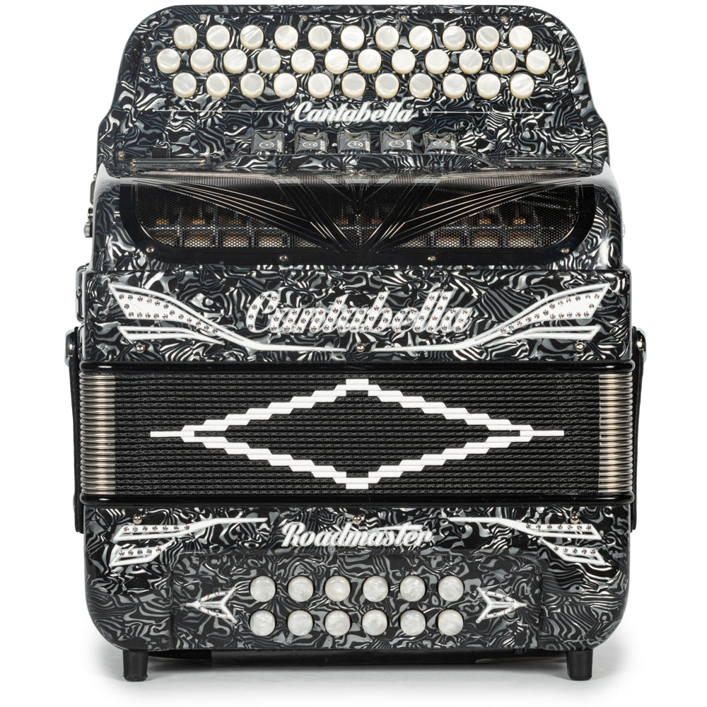 Cantabella Roadmaster Acordeón 5 Registros Fa Ondas Gris con Blanco y Diapasón Pintado