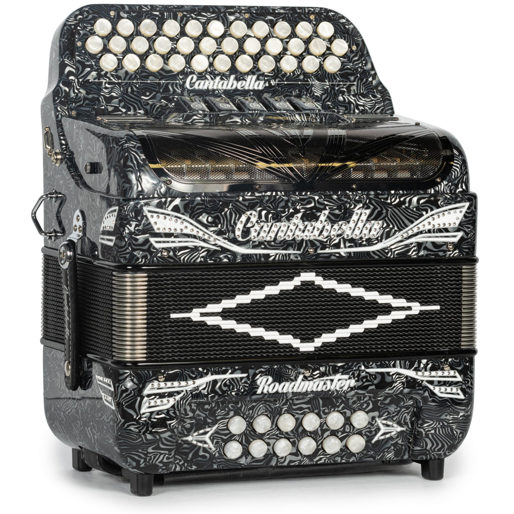 Cantabella Roadmaster Acordeón 5 Registros Fa Ondas Gris con Blanco y Diapasón Pintado