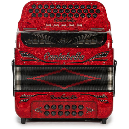 Cantabella Roadmaster Acordeón 5 Registros Mi Ondas Rojas con Negro y Diapasón Pintado