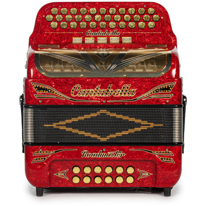 Cantabella Roadmaster Acordeón 5 Registros Fa Ondas Rojas con Negro y Oro y Diapasón Pintado