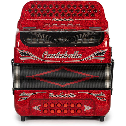 Cantabella Roadmaster Acordeón 5 Registros Fa Ondas Rojas con Negro y Blanco y Diapasón Pintado