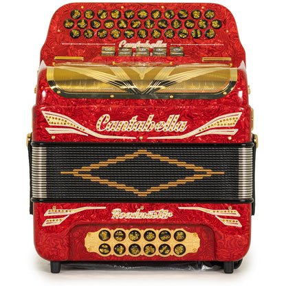 Cantabella Roadmaster Acordeón Ultra Compacto 5 Registros Mi Ondas Rojas y Oro