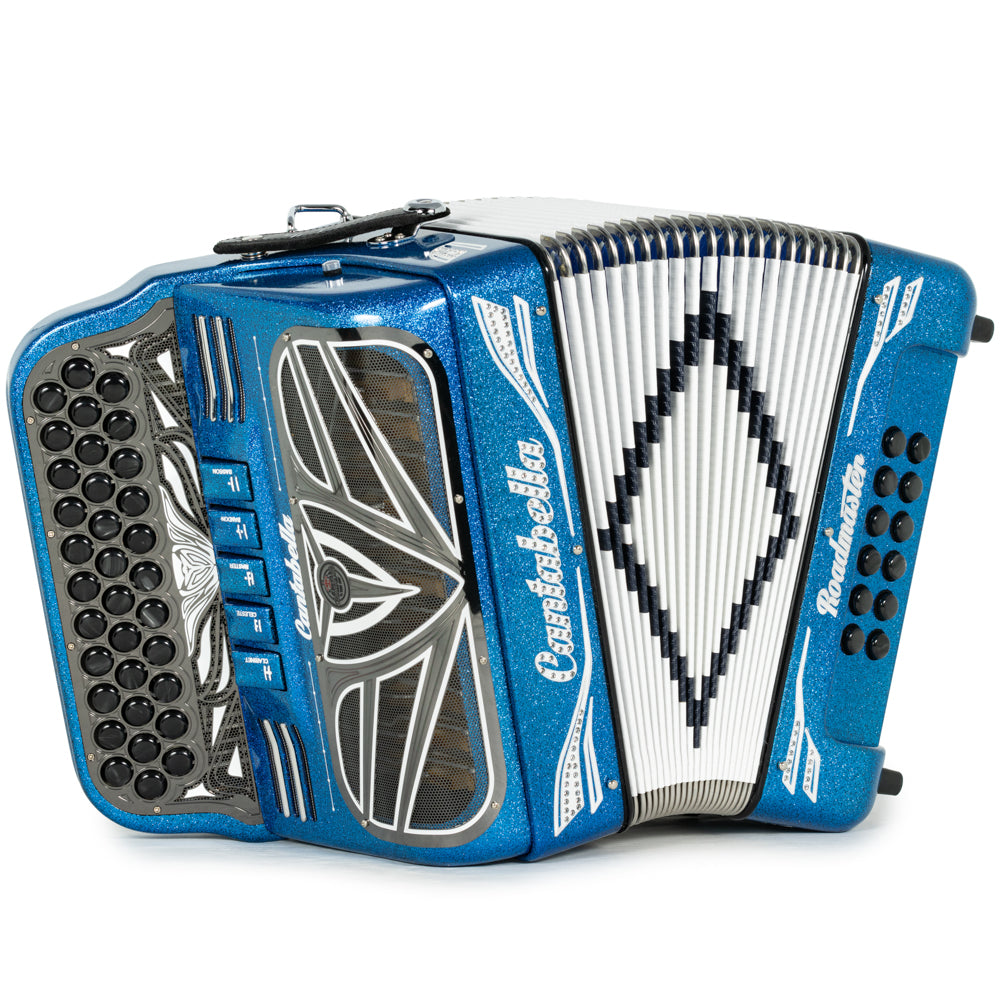 Cantabella Roadmaster Acordeón Ultra Compacto 5 Registros Mi Brillo Azul con Blanco
