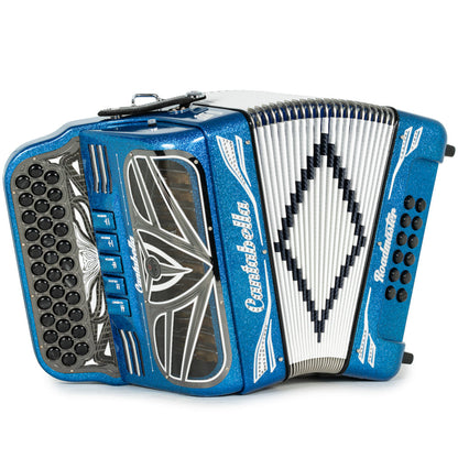 Cantabella Roadmaster Acordeón Ultra Compacto 5 Registros Mi Brillo Azul con Blanco