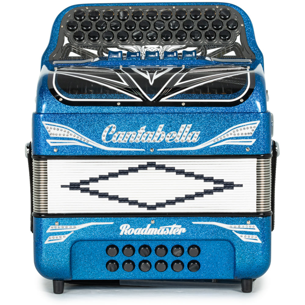 Cantabella Roadmaster Acordeón Ultra Compacto 5 Registros Mi Brillo Azul con Blanco