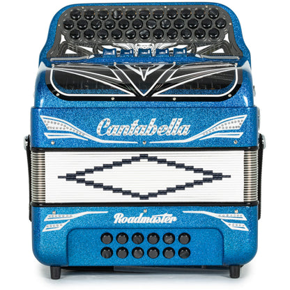 Cantabella Roadmaster Acordeón Ultra Compacto 5 Registros Mi Brillo Azul con Blanco