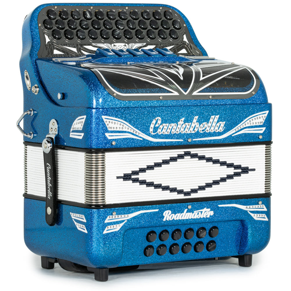 Cantabella Roadmaster Acordeón Ultra Compacto 5 Registros Mi Brillo Azul con Blanco