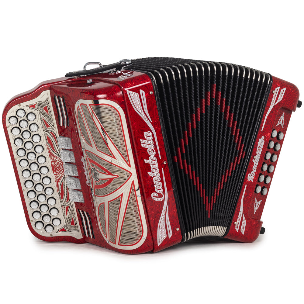 Cantabella Roadmaster Acordeón Ultra Compacto 5 Registros Mi Celuloide Rojo con Cromo