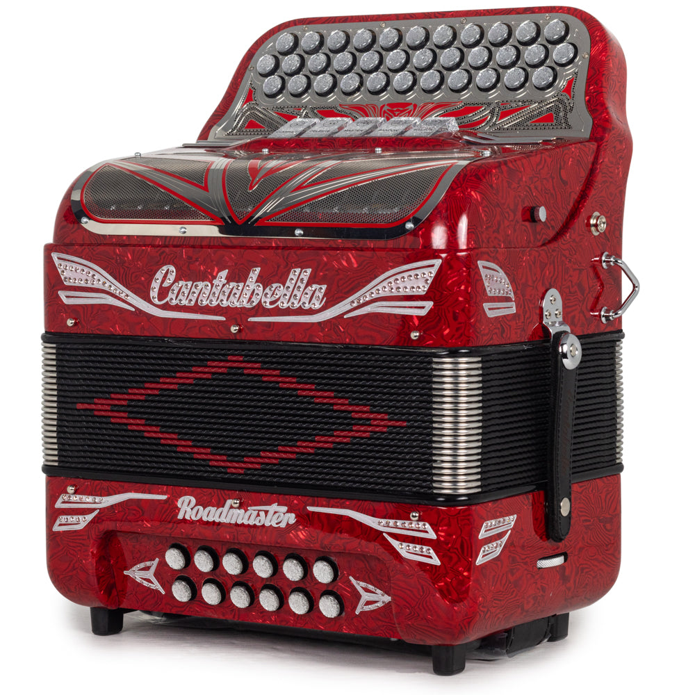 Cantabella Roadmaster Acordeón Ultra Compacto 5 Registros Mi Celuloide Rojo con Cromo