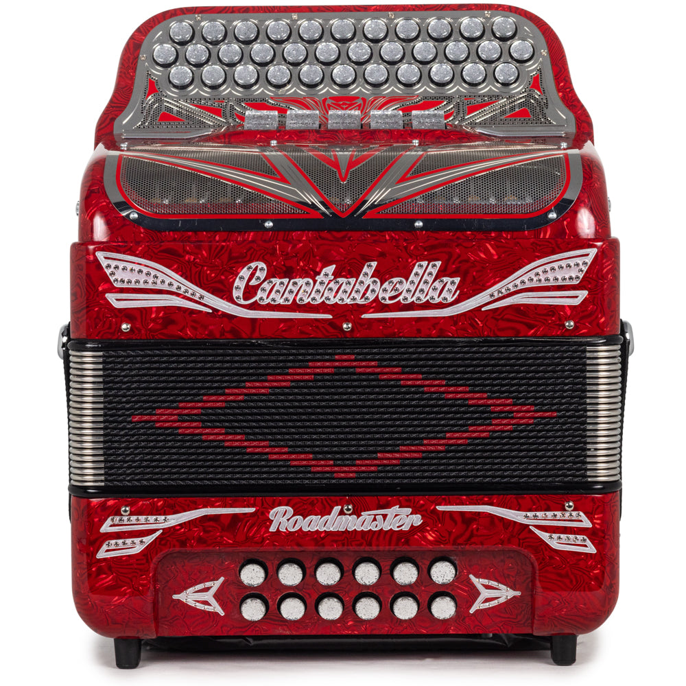 Cantabella Roadmaster Acordeón Ultra Compacto 5 Registros Mi Celuloide Rojo con Cromo