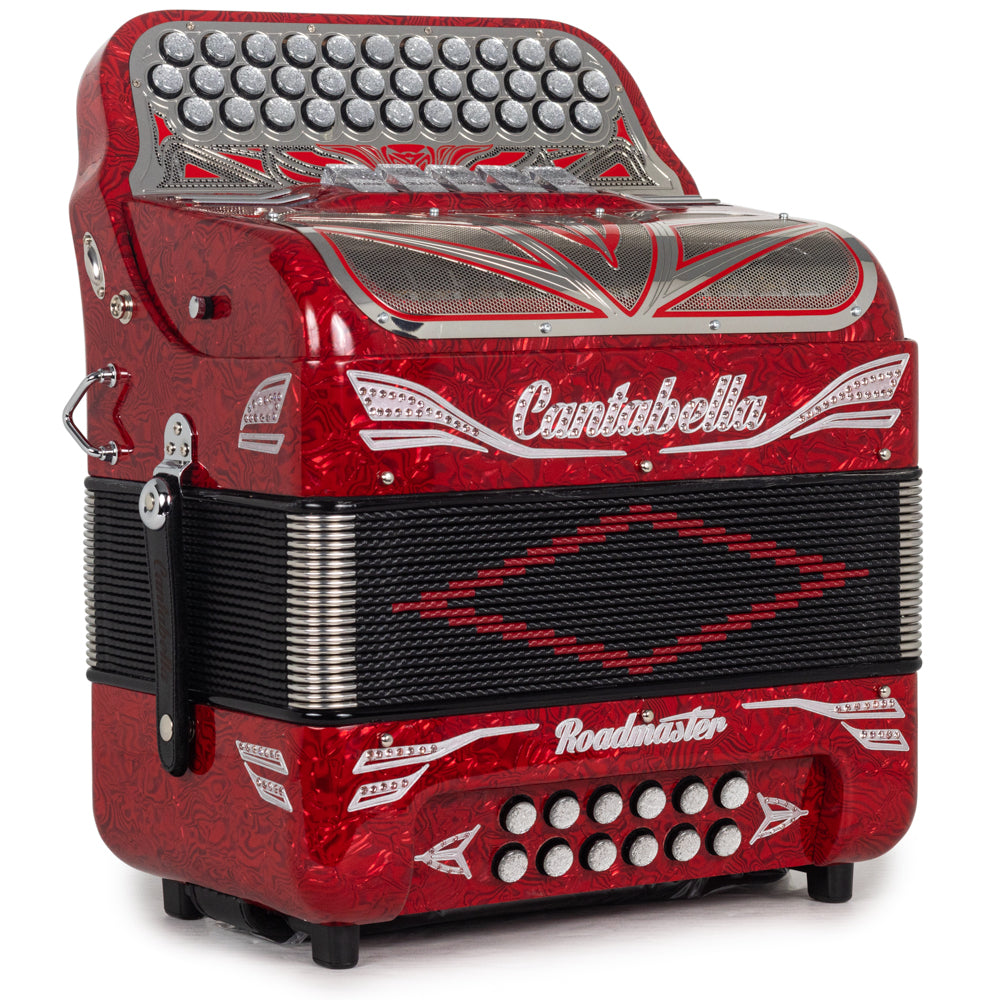 Cantabella Roadmaster Acordeón Ultra Compacto 5 Registros Mi Celuloide Rojo con Cromo