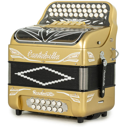 Cantabella Roadmaster Acordeón Ultra Compacto 5 Registros Mi Oro y Blanco
