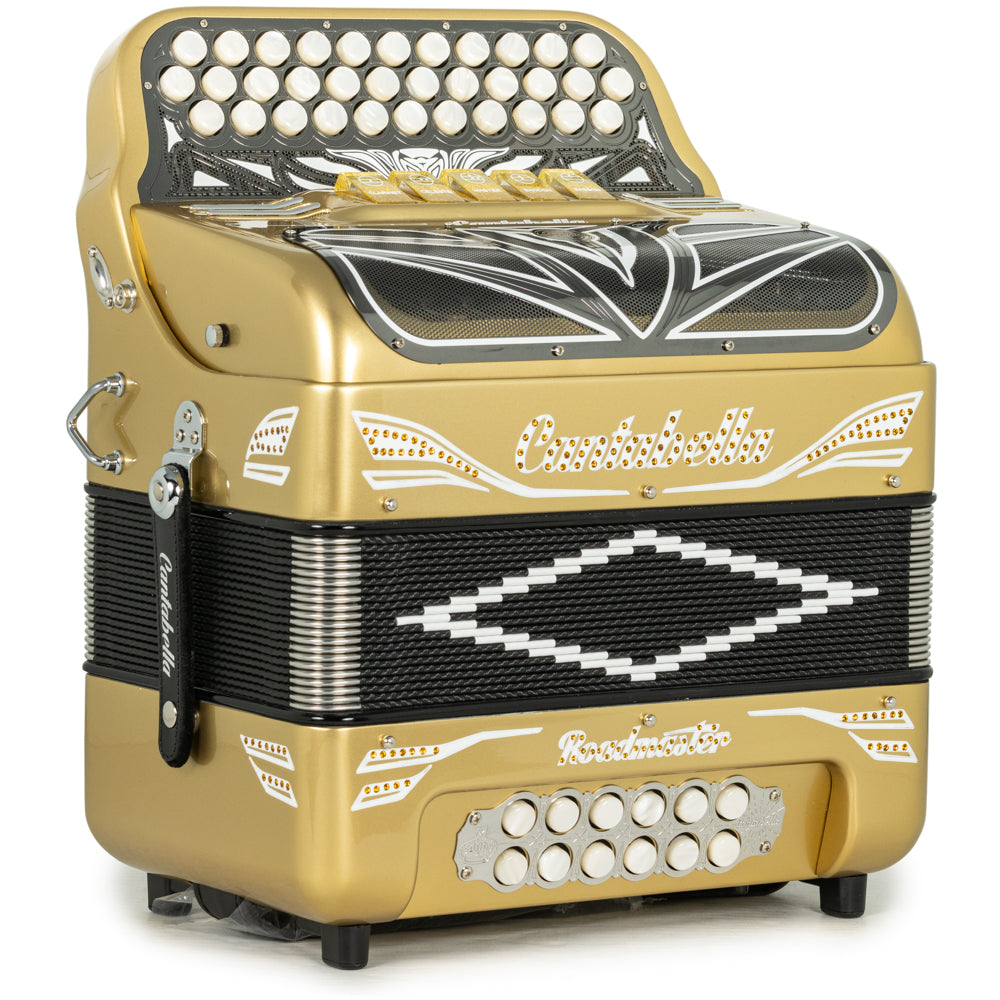 Cantabella Roadmaster Acordeón Ultra Compacto 5 Registros Mi Oro y Blanco