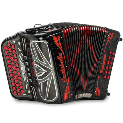 Cantabella Roadmaster Acordeón Ultra Compacto 5 Registros Fa Brillo Negro con Rojo