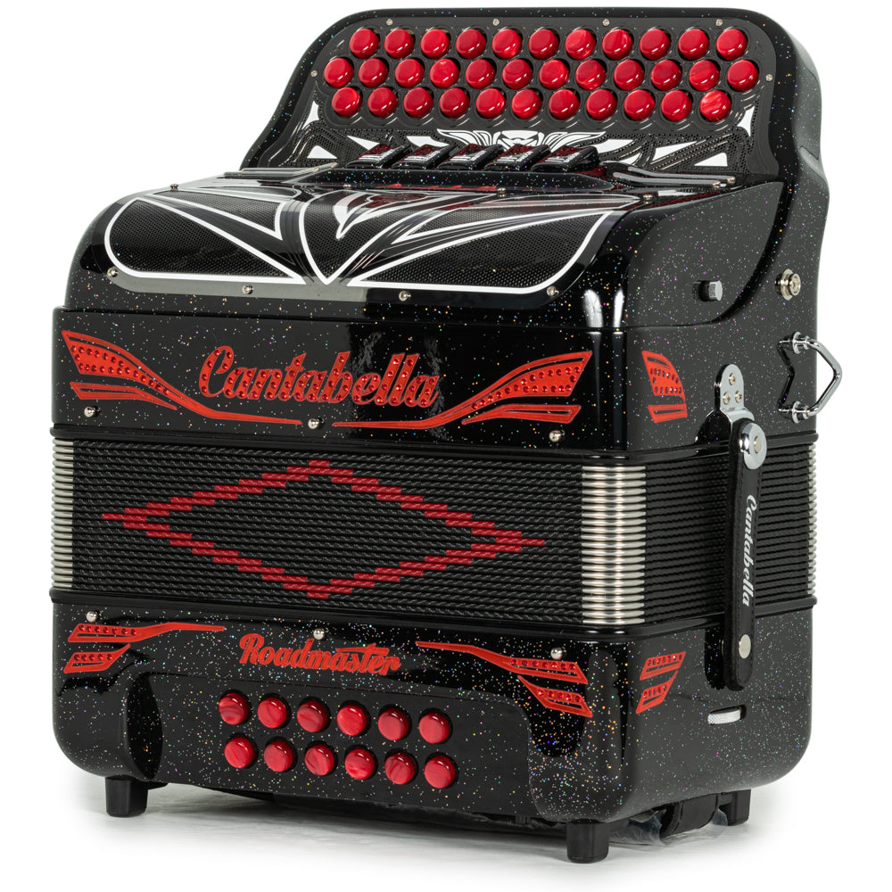 Cantabella Roadmaster Acordeón Ultra Compacto 5 Registros Fa Brillo Negro con Rojo