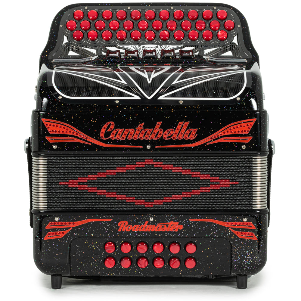 Cantabella Roadmaster Acordeón Ultra Compacto 5 Registros Fa Brillo Negro con Rojo