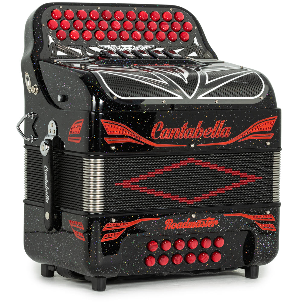 Cantabella Roadmaster Acordeón Ultra Compacto 5 Registros Fa Brillo Negro con Rojo