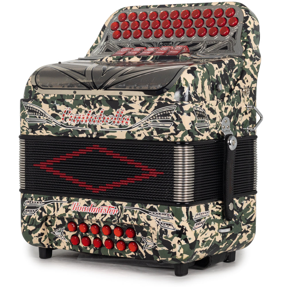 Cantabella Roadmaster Acordeón Ultra Compacto 5 Registros Fa Camuflaje con Rojo
