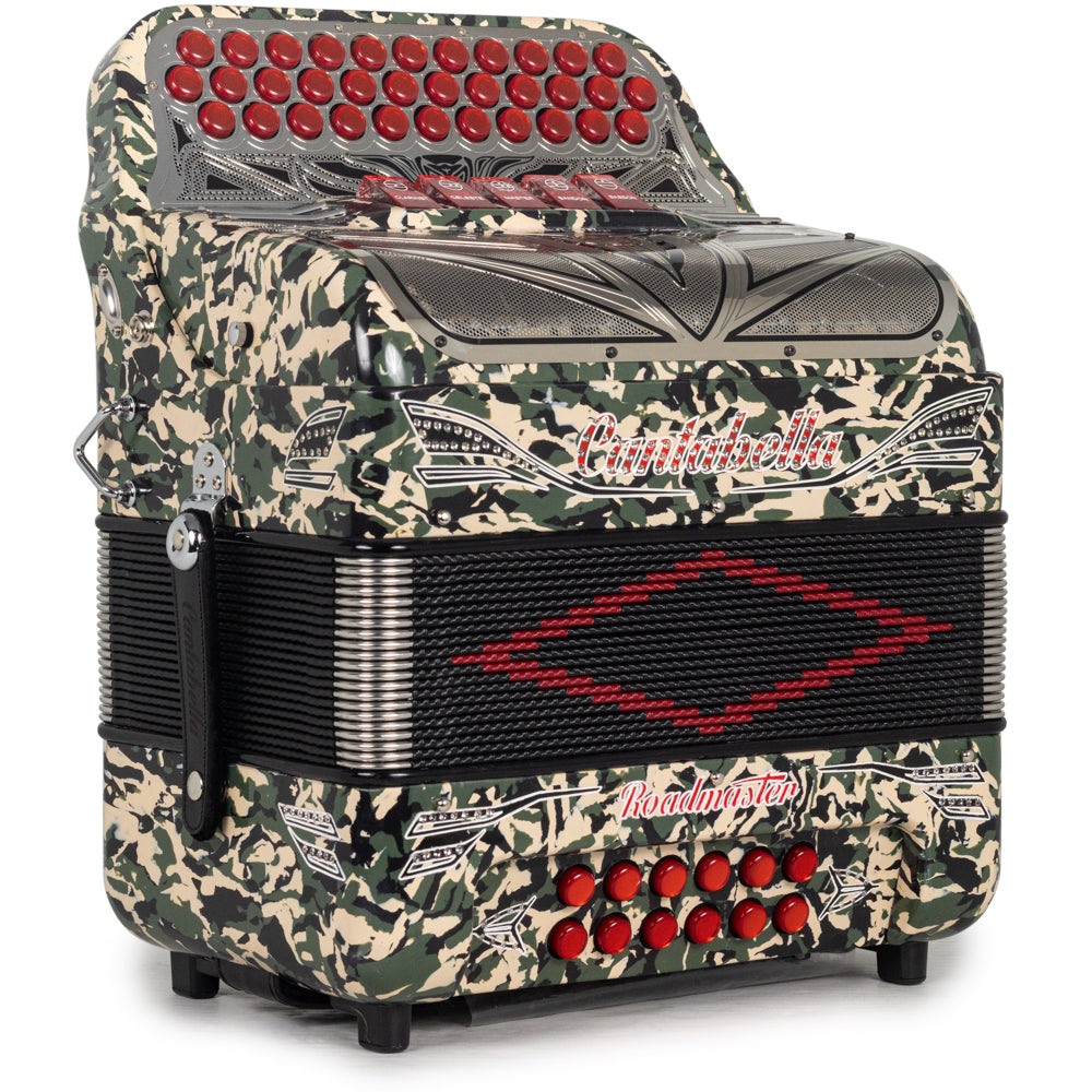 Cantabella Roadmaster Acordeón Ultra Compacto 5 Registros Fa Camuflaje con Rojo
