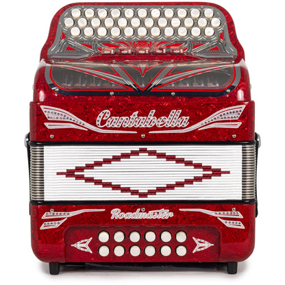 Cantabella Roadmaster Acordeón Ultra Compacto 5 Registros Fa Celuloide Rojo con Blanco y Cromo