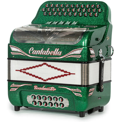 Cantabella Reina Acordeón 5 Registros Fa Brillo Verde con Rojo Blanco y Verde y Diapasón Pintado