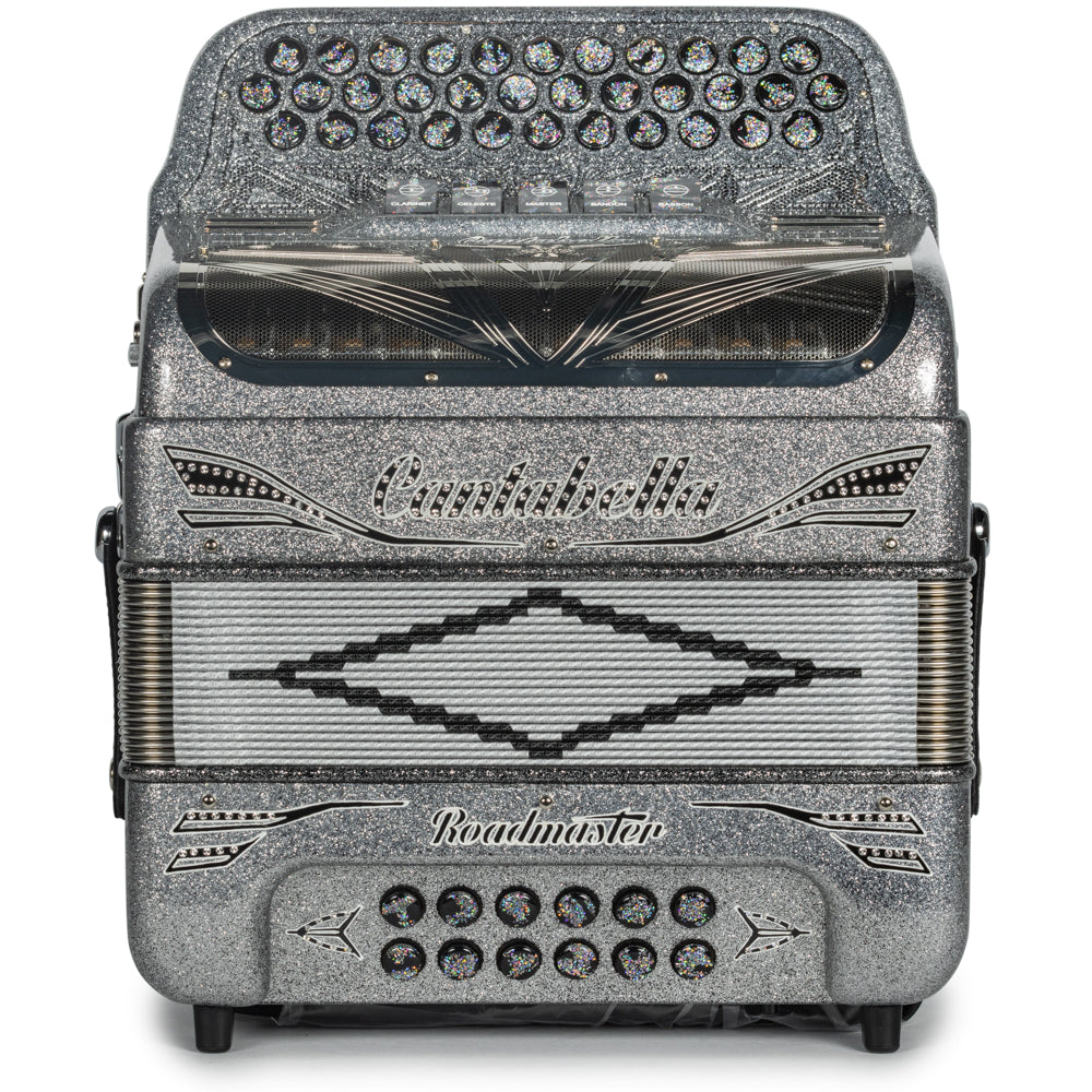 Cantabella Roadmaster Acordeón 5 Registros Mi Brillo Plateado Diapasón Pintado