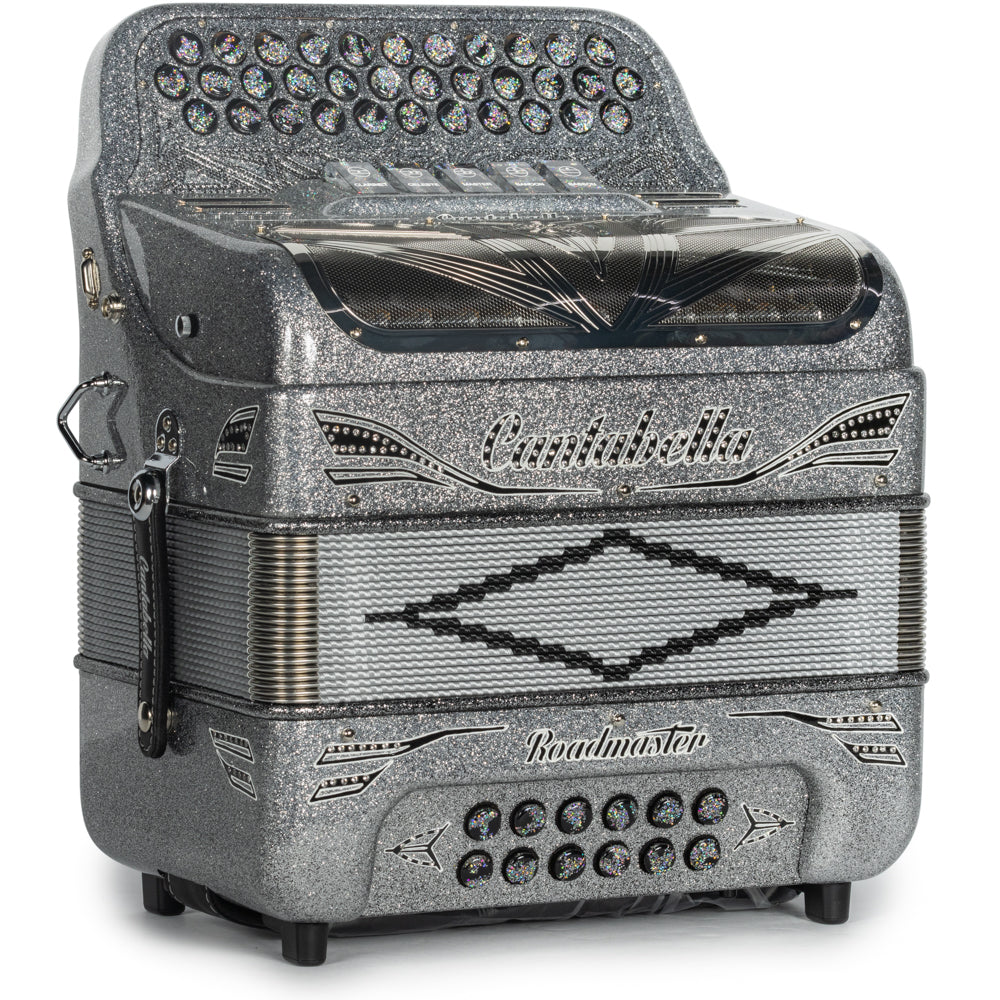 Cantabella Roadmaster Acordeón 5 Registros Mi Brillo Plateado Diapasón Pintado