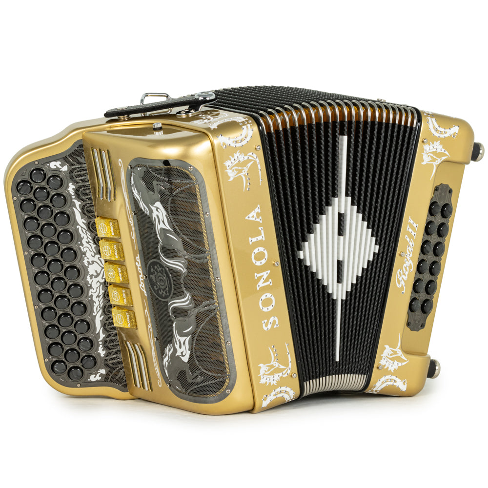 Sonola Royal II Acordeón 5 Registros Mi Dorado y Blanco