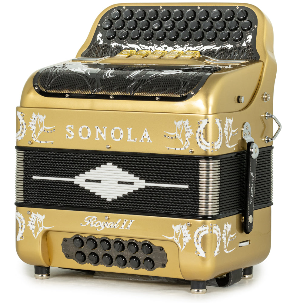 Sonola Royal II Acordeón 5 Registros Mi Dorado y Blanco