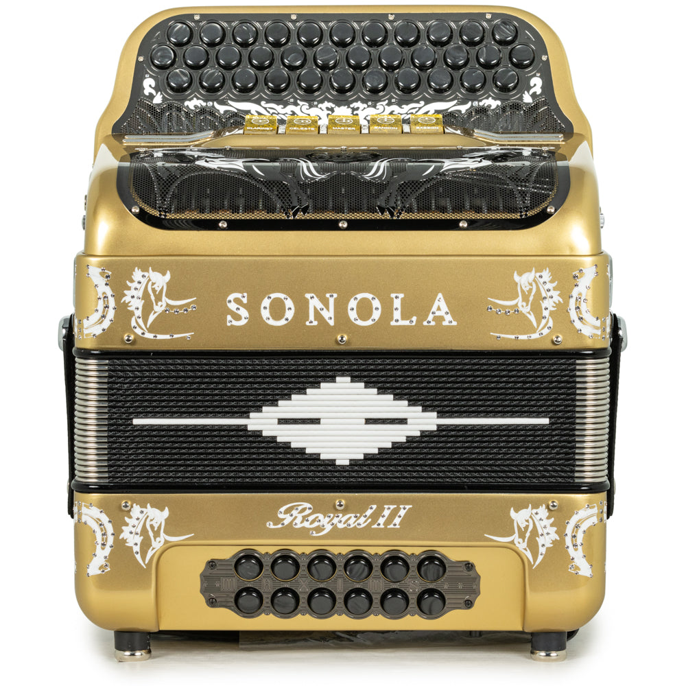 Sonola Royal II Acordeón 5 Registros Mi Dorado y Blanco
