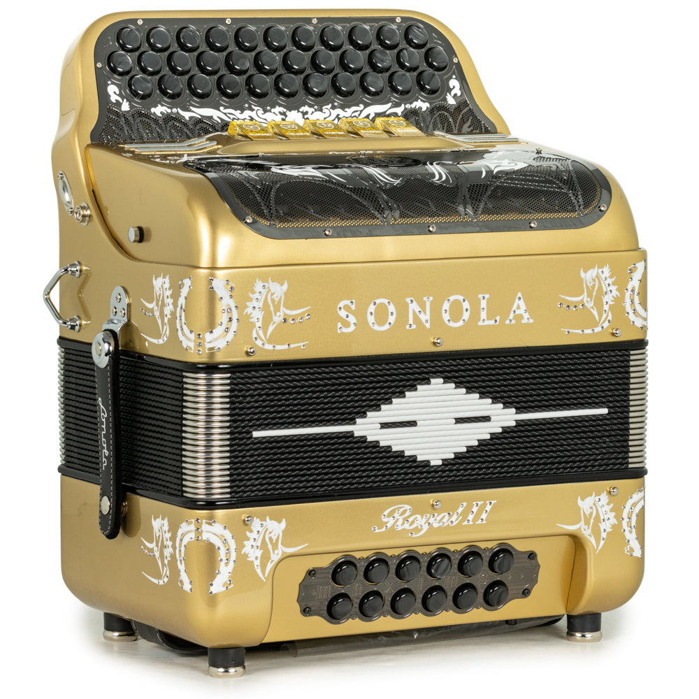 Sonola Royal II Acordeón 5 Registros Mi Dorado y Blanco