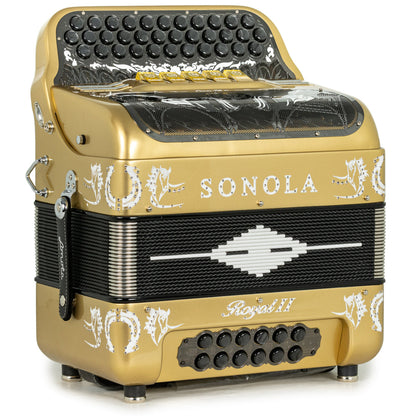 Sonola Royal II Acordeón 5 Registros Mi Dorado y Blanco