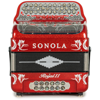 Sonola Royal II Acordeón 5 Registros Mi Brillo Rojo y Cromo