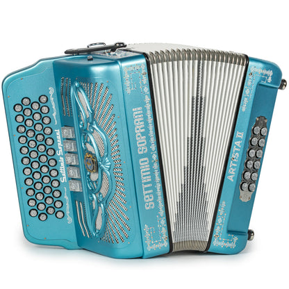 Settimio Soprani Artista II 5 Switch Accordion EAD Matte Light Blue with Silver-Settimio Soprani-Hermes Music-Accordion Pro Shop