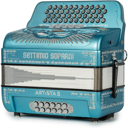 Settimio Soprani Artista II 5 Switch Accordion EAD Matte Light Blue with Silver-Settimio Soprani-Hermes Music-Accordion Pro Shop