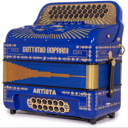 Settimio Soprani Artista III Acordeon 5 Registros FBE Azul con Dorado