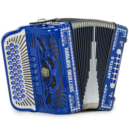 Settimio Soprani Artista II Ultra Compacto Acordeon 5 Registros Mi Azul y Blanco