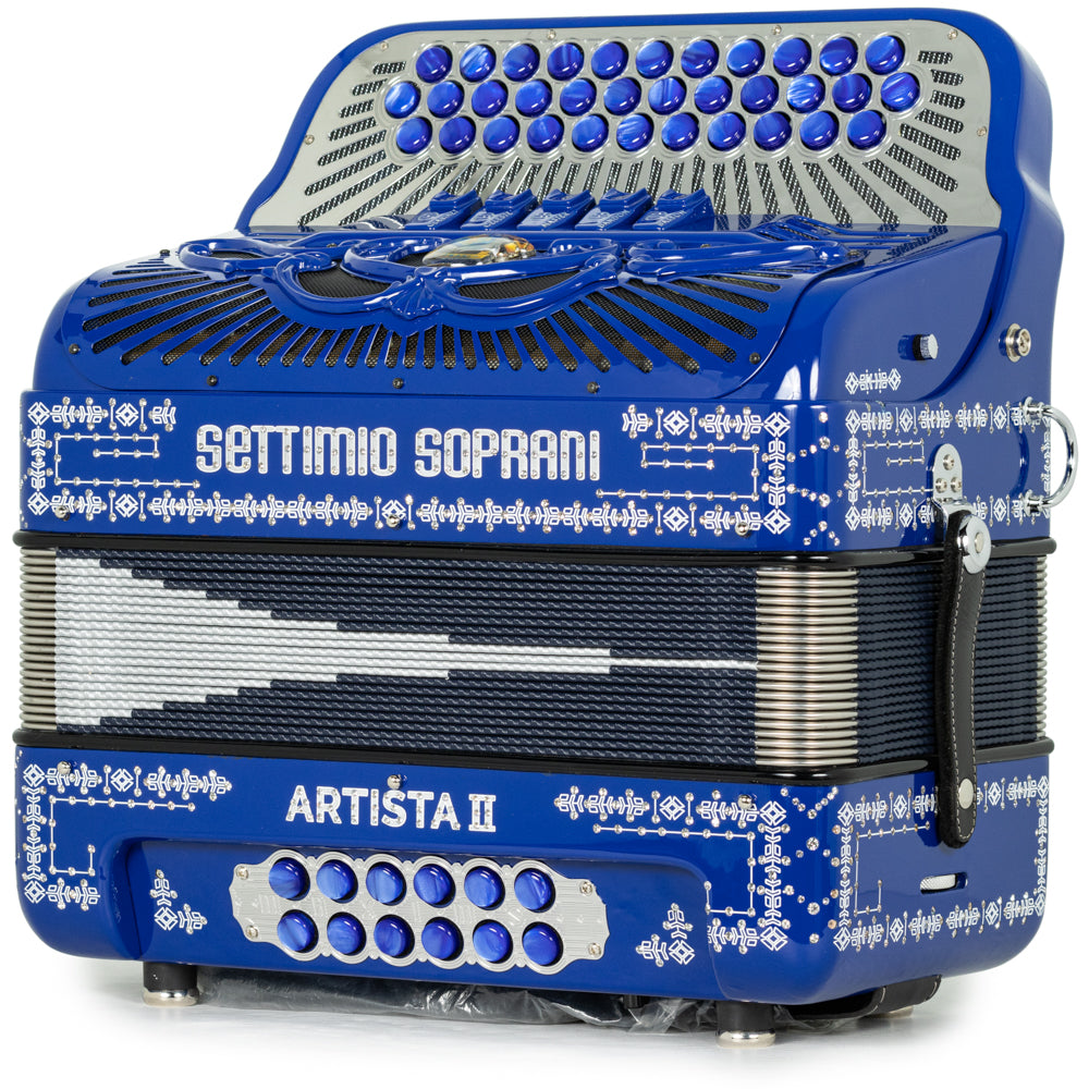 Settimio Soprani Artista II Ultra Compacto Acordeon 5 Registros Mi Azul y Blanco