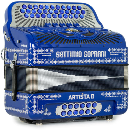 Settimio Soprani Artista II Ultra Compacto Acordeon 5 Registros Mi Azul y Blanco