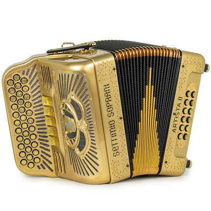 Settimio Soprani Artista II Ultra Compacto Acordeon 5 Registros Fa Oro y Negro