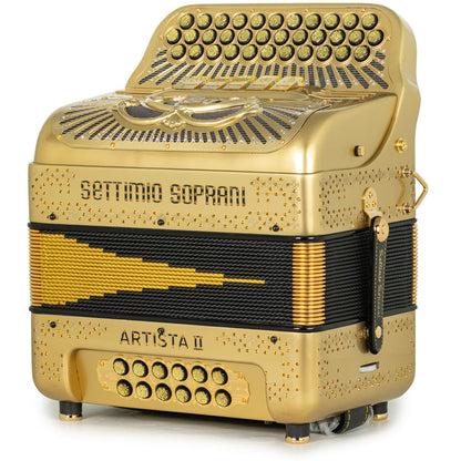 Settimio Soprani Artista II Ultra Compacto Acordeon 5 Registros Fa Oro y Negro